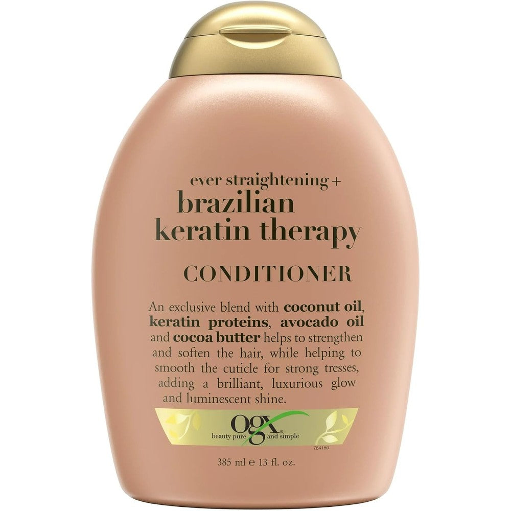 OGX Brazilian Keratin Therapy Conditioner 2 Pack front view for frizz control