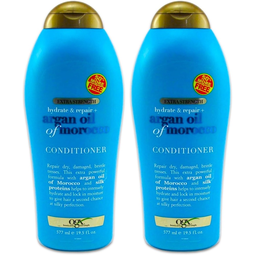OGX Renewing Argan Oil Of Morocco Conditioner pack of two bottles front view