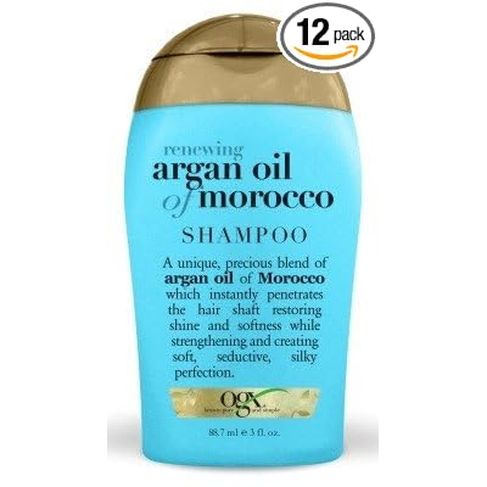 OGX Renewing Plus Argan Oil of Morocco Hydrating Shampoo 3 Ounce 12 Pieces pack front view