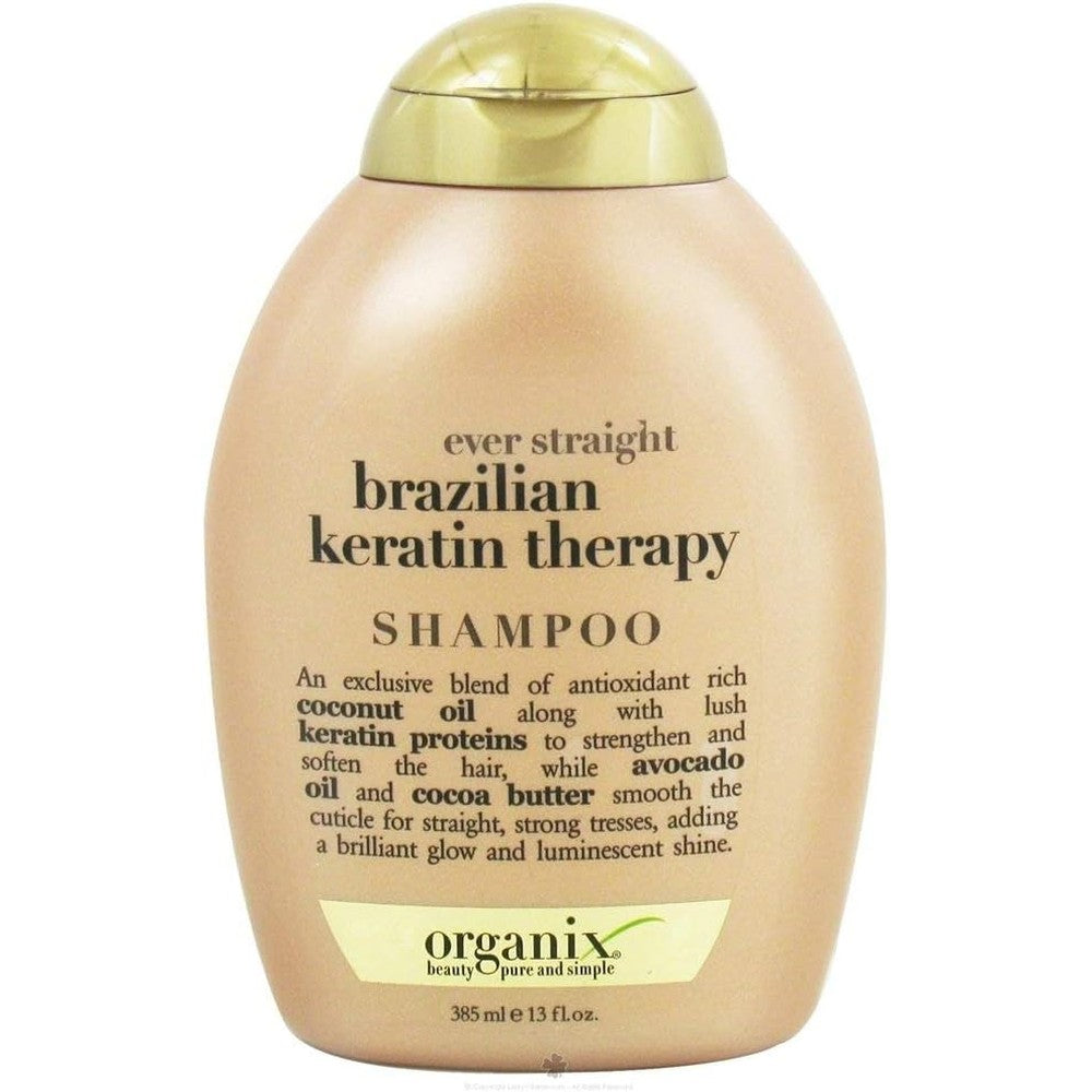 OGX Organix Ever Straight Shampoo Brazilian Keratin Therapy value pack front view smoothing formula