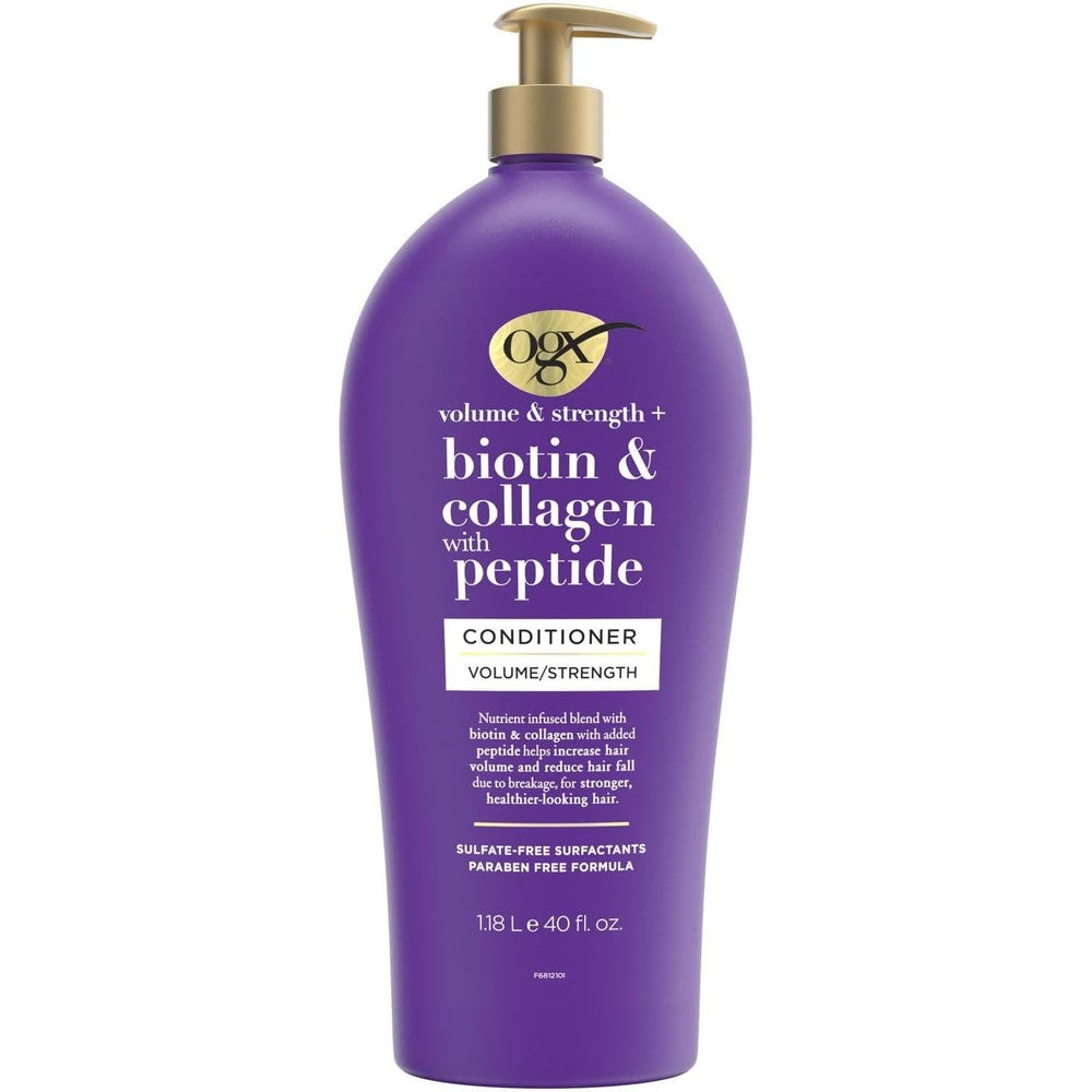 OGX Volume And Strength Biotin And Collagen Volumizing Conditioner With Peptide For Fine Hair 40 Fluid Ounce