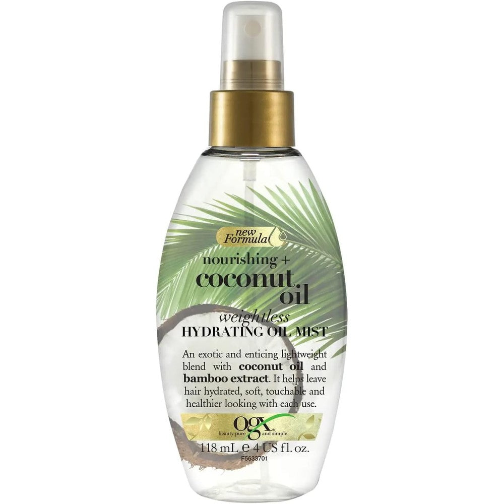 OGX Nourishing Coconut Oil Weightless Hydrating Oil Mist For Shiny And Soft Hair 118 Milliliters USA Imported Hair Care Treatment