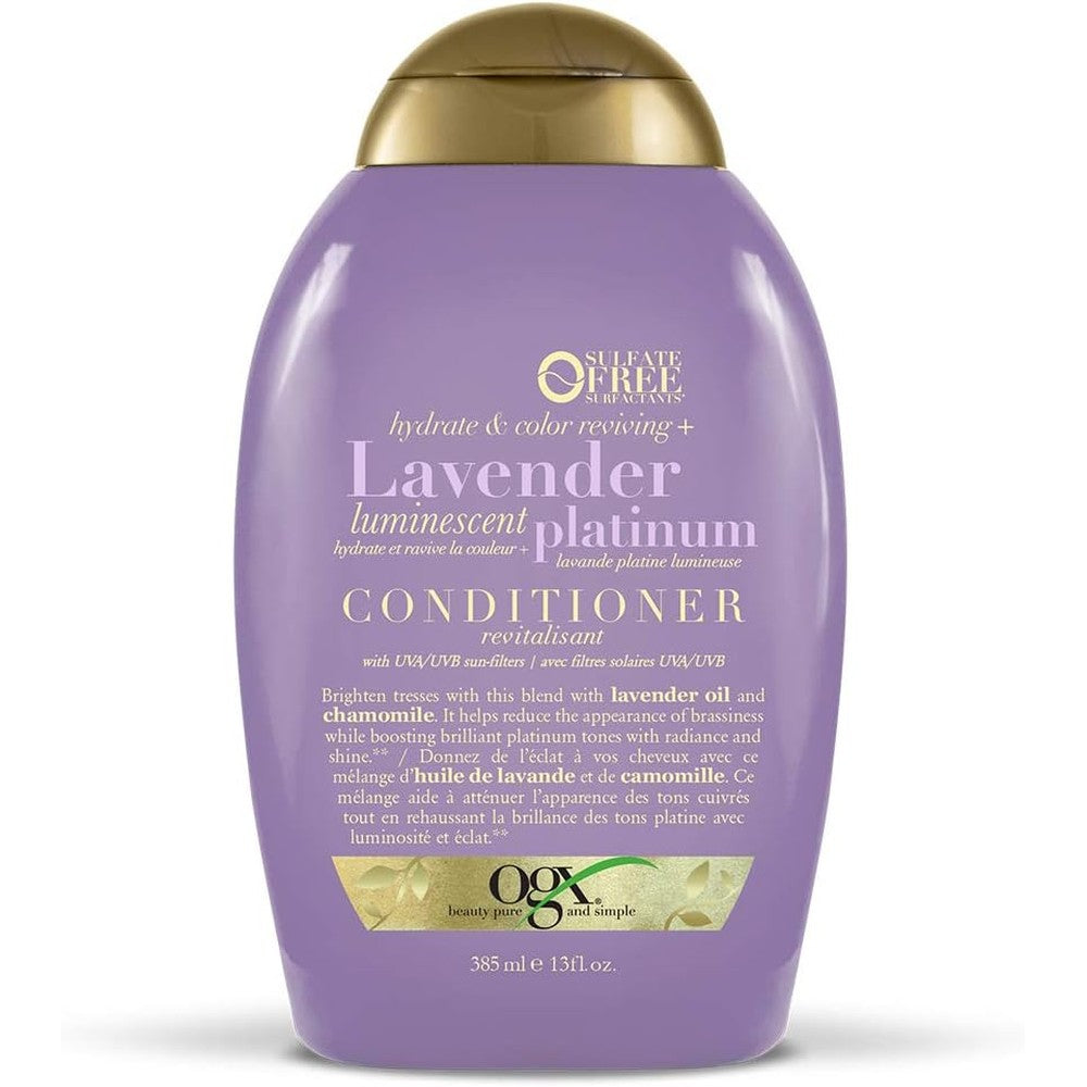 OGX Hydrate and Color Reviving Lavender Luminescent Platinum Conditioner front view bottle