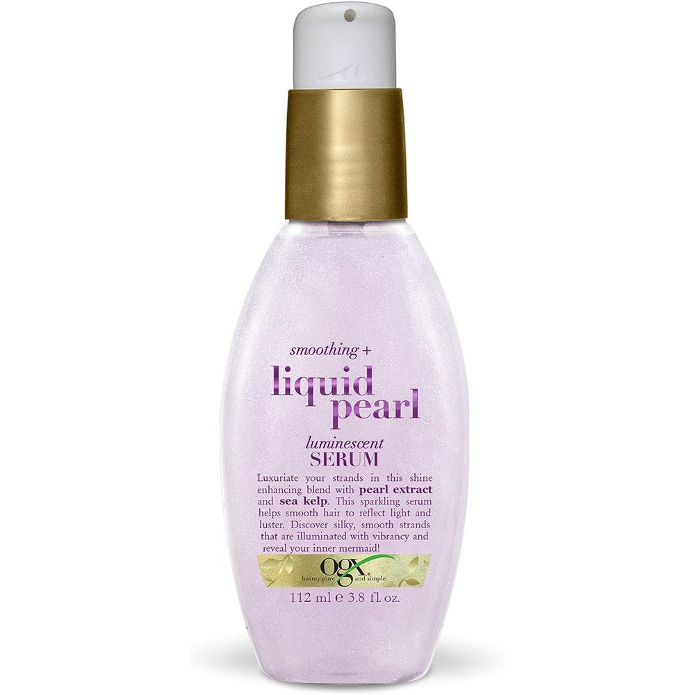 OGX Smoothing plus Liquid Pearl Luminescent Serum front view bottle