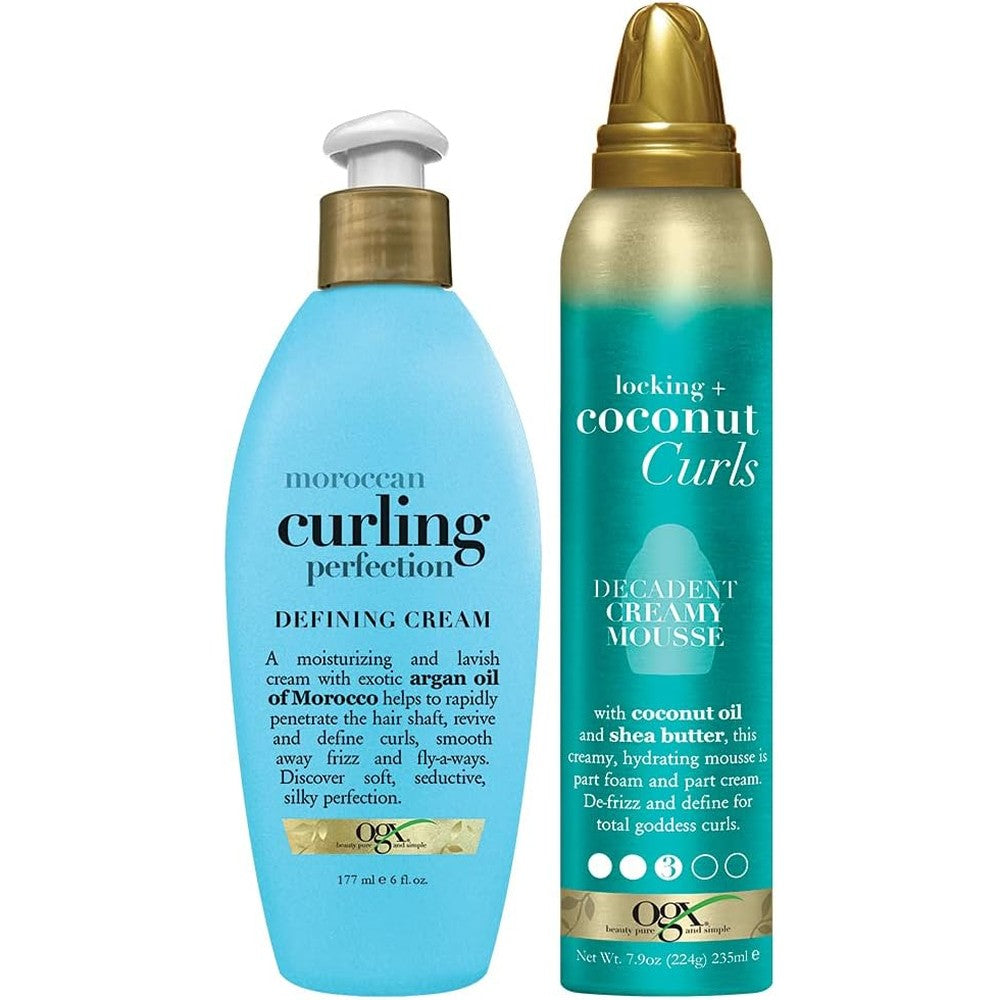 OGX Argan Oil of Morocco Curling Perfection Defining Cream front view for curly hair styling