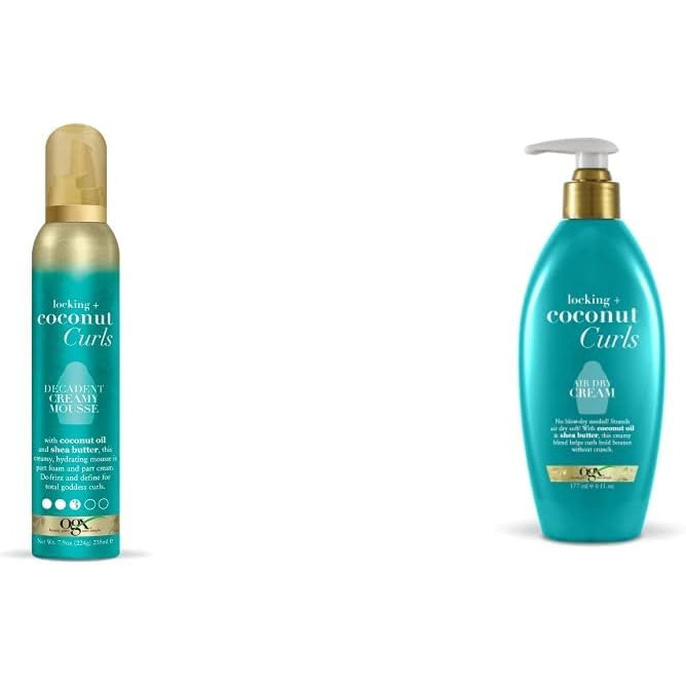 OGX Coconut Curls Creamy Mousse and Air Dry Cream front view authentic USA haircare import