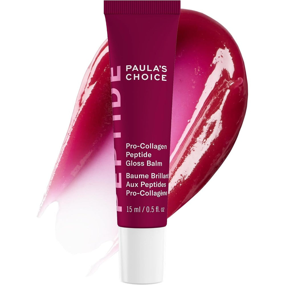 Paula's Choice Pro-Collagen Peptide Gloss Balm front packaging view showing deep plum shade.