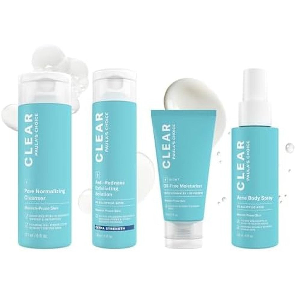 Paula's Choice CLEAR Extra Strength Acne Kit front view showing the four-piece skincare routine.