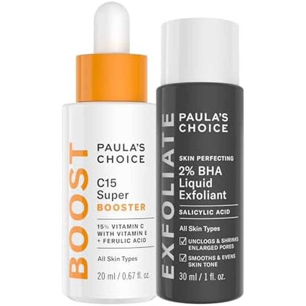 Paula's Choice C15 Super Booster Vitamin C Serum duo bottle front view for skin brightening.