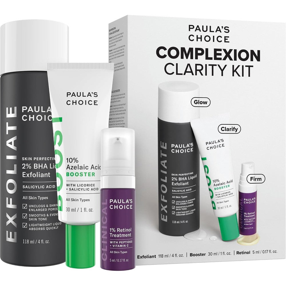 Paula's Choice Complexion Clarity Kit packaging front view for clear skin.