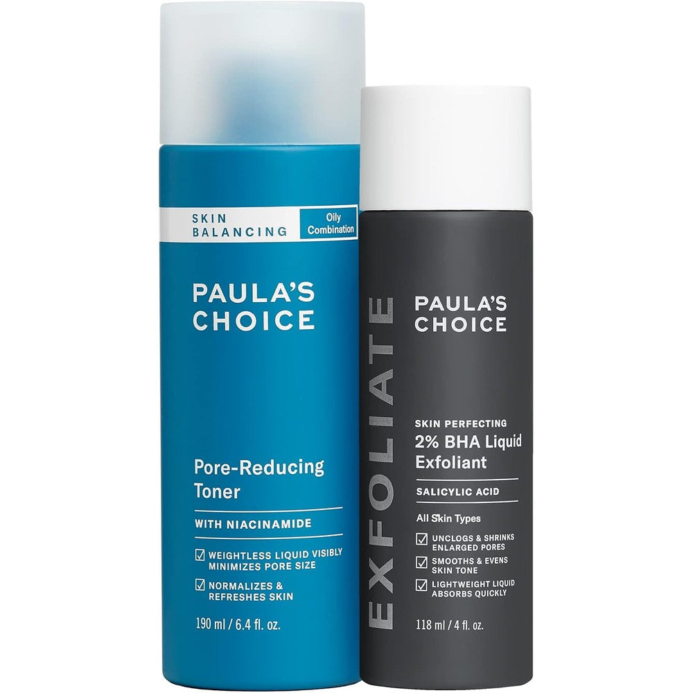 Paula's Choice BHA liquid exfoliant and skin balancing toner set front view