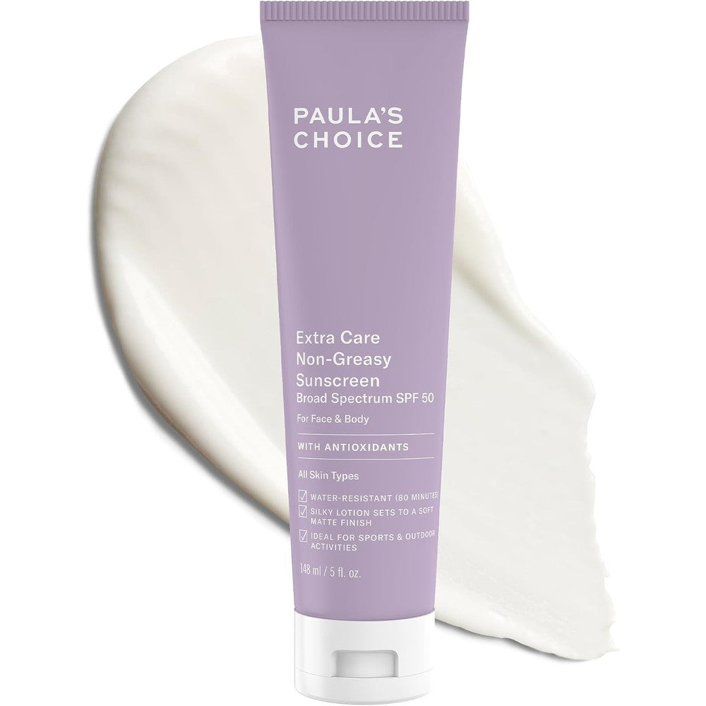 Paula's Choice Extra Care Oil Free Sunscreen For Face And Body SPF 50 Broad Spectrum Protection With Antioxidants And Aloe 5 Ounce