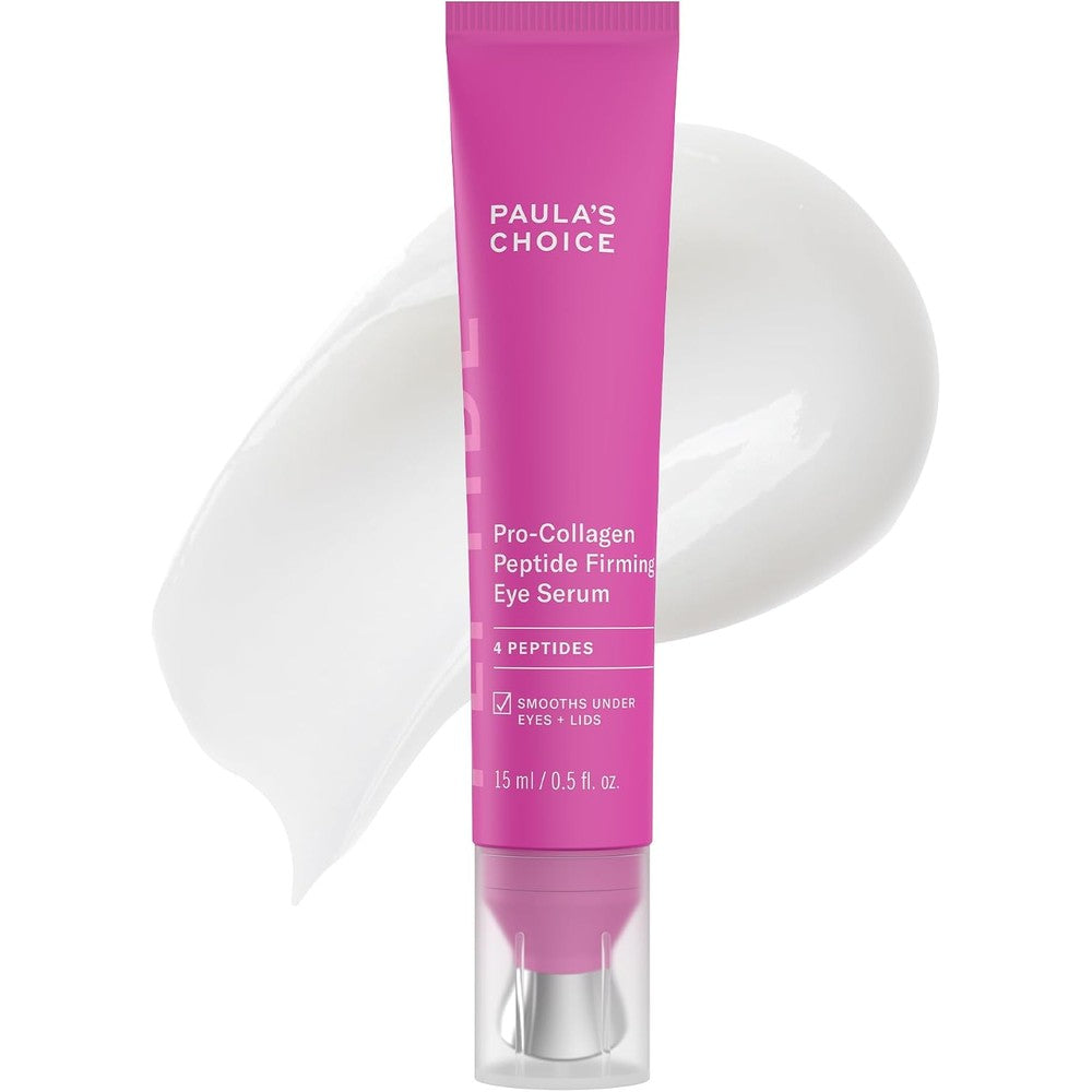 Paula's Choice Pro-Collagen Peptide Firming Eye Serum front packaging view showing pink and white tube.
