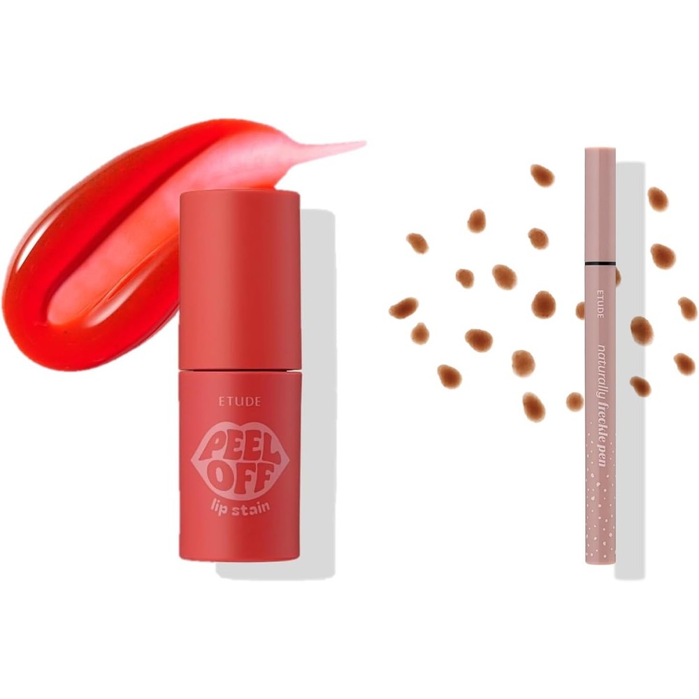 ETUDE Dear Darling Peel Off Lip Stain and Freckle Pen bundle front view packaging