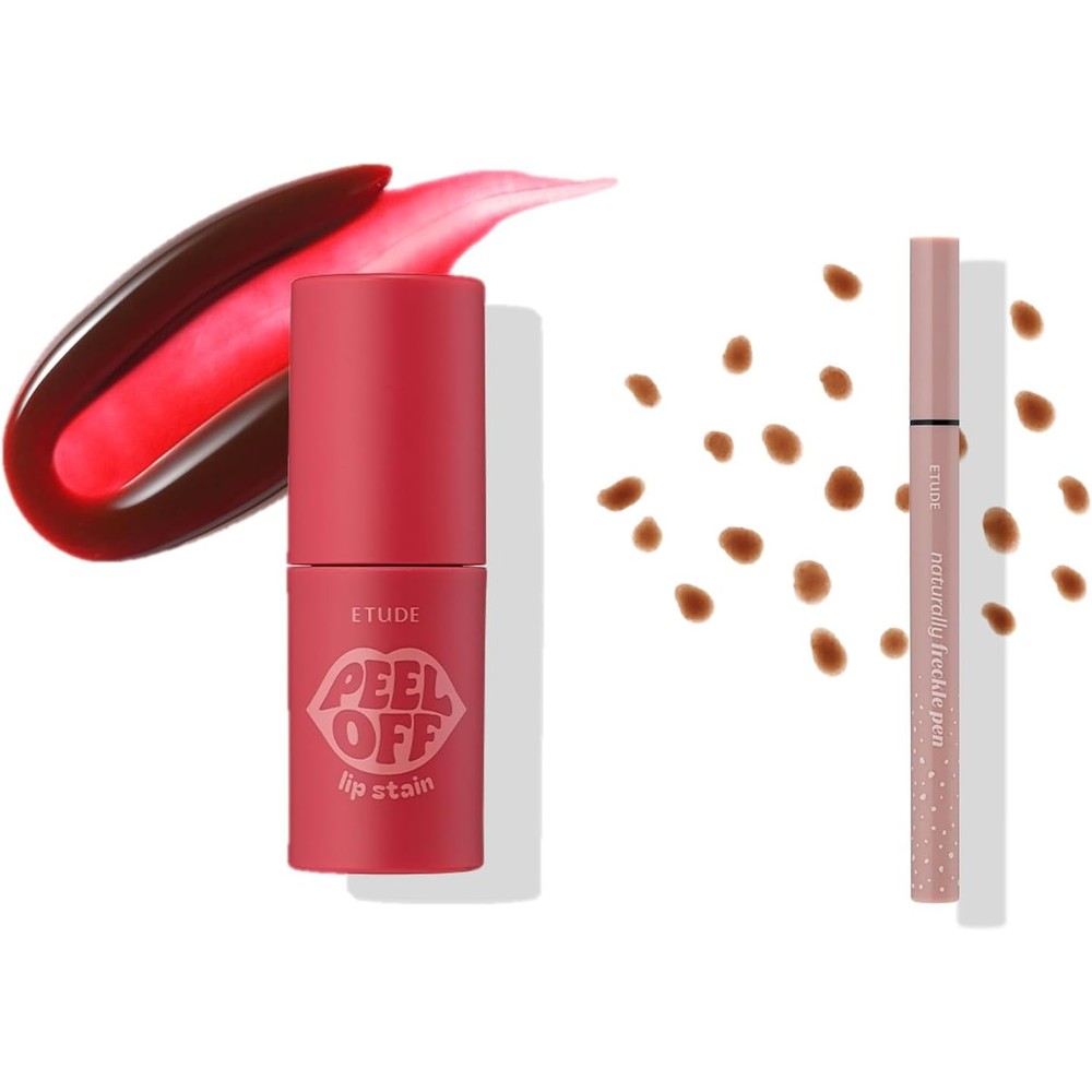 ETUDE Dear Darling Peel Off Lip Stain and Freckle Pen product set front view