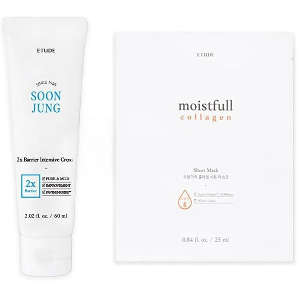 ETUDE SoonJung 2x Barrier Intensive Cream and Moistfull Collagen Sheet Mask set front view