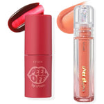 ETUDE Dear Darling Peel Off Lip Stain and Over Glowy Lip Gloss product set front view