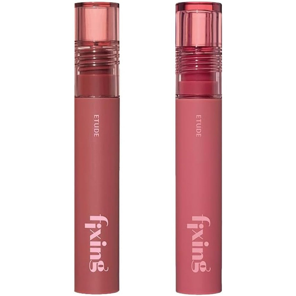 ETUDE Fixing Tint Matte Finish Lip Stain duo set front view showing liquid lipstick packaging