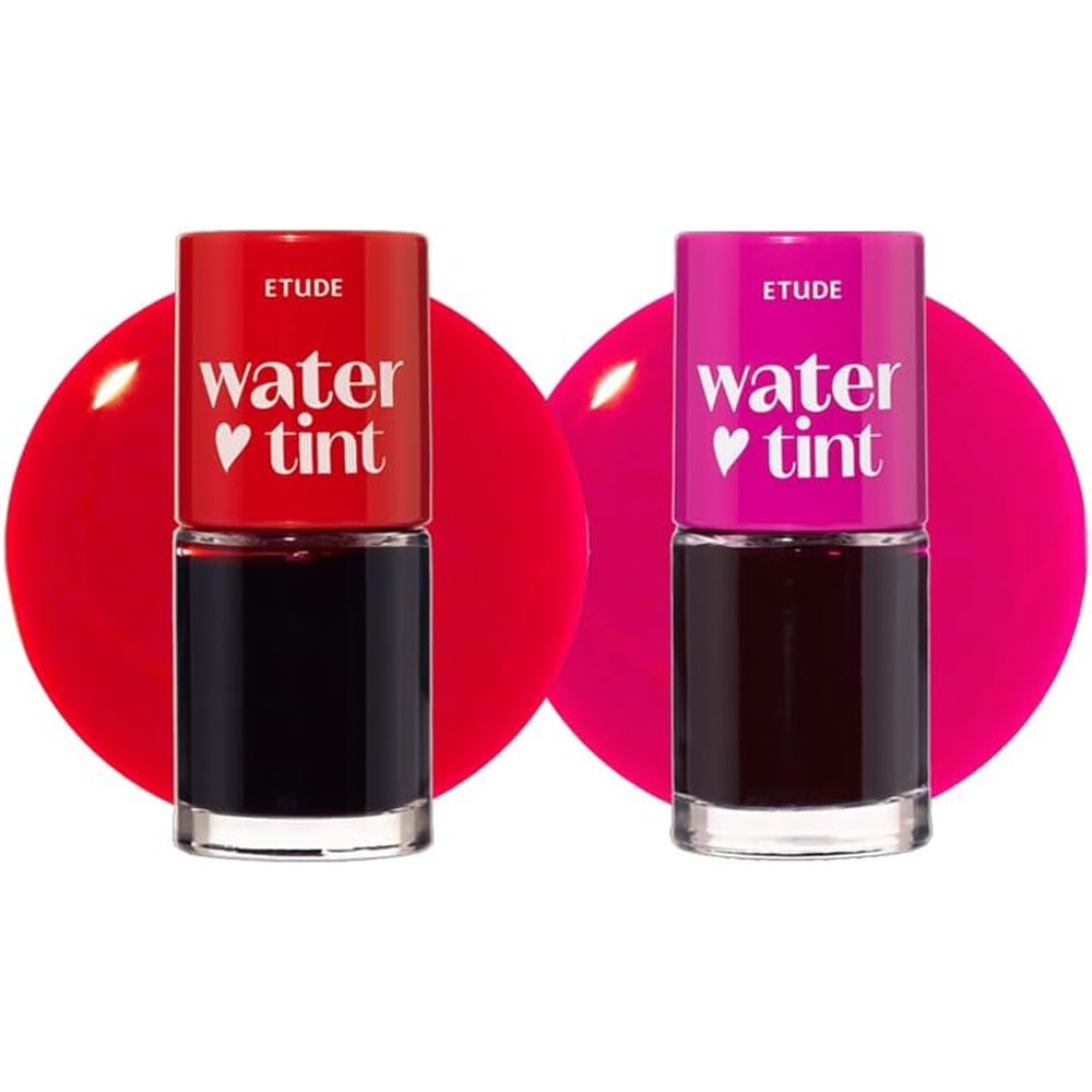 ETUDE Dear Darling Water Tint combo front view showing Cherry Ade and Strawberry Ade bottles.