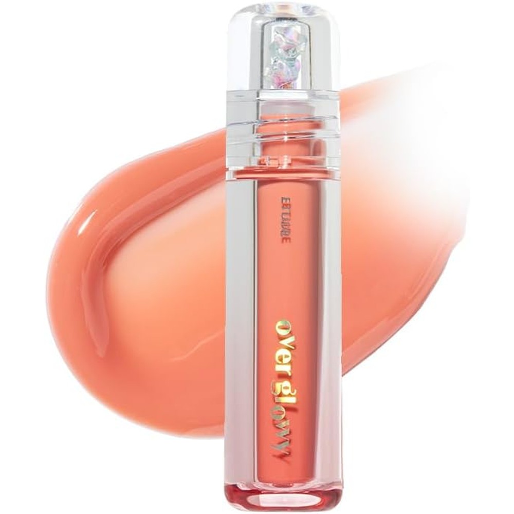 Etude Over Glowy Lip Gloss Peach Sorbet front view premium K-beauty makeup product