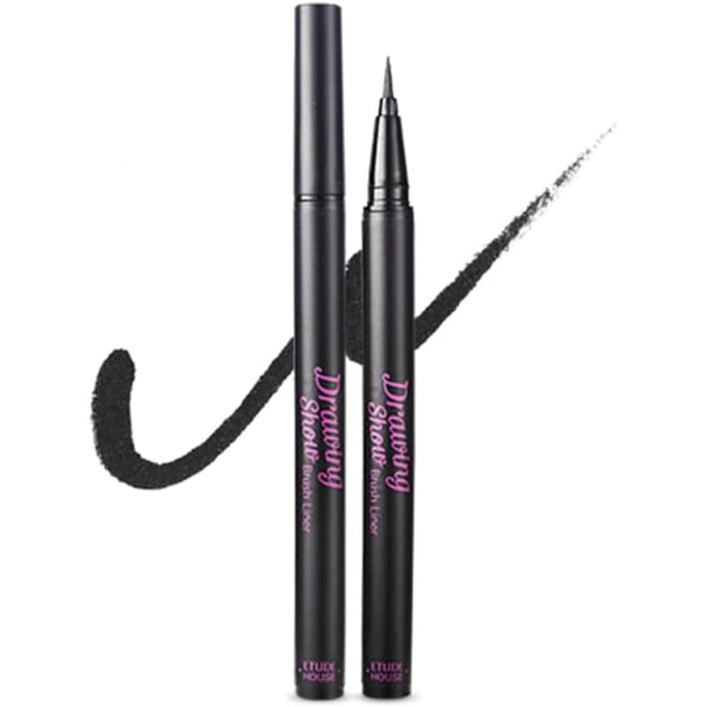 ETUDE Drawing Show Brush Eyeliner packaging front view showing black liquid eyeliner pen.