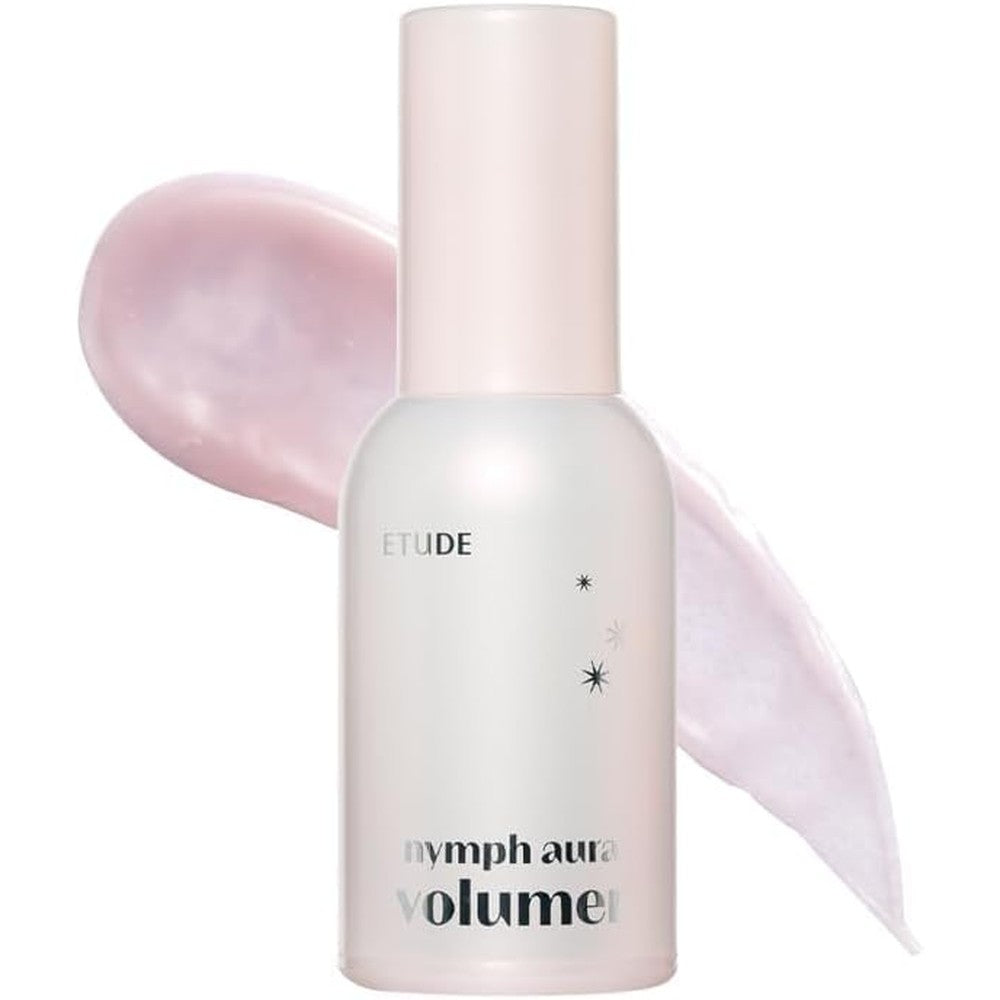 ETUDE Nymph Aura Volumer front view bottle displaying authentic Korean radiant face primer packaging