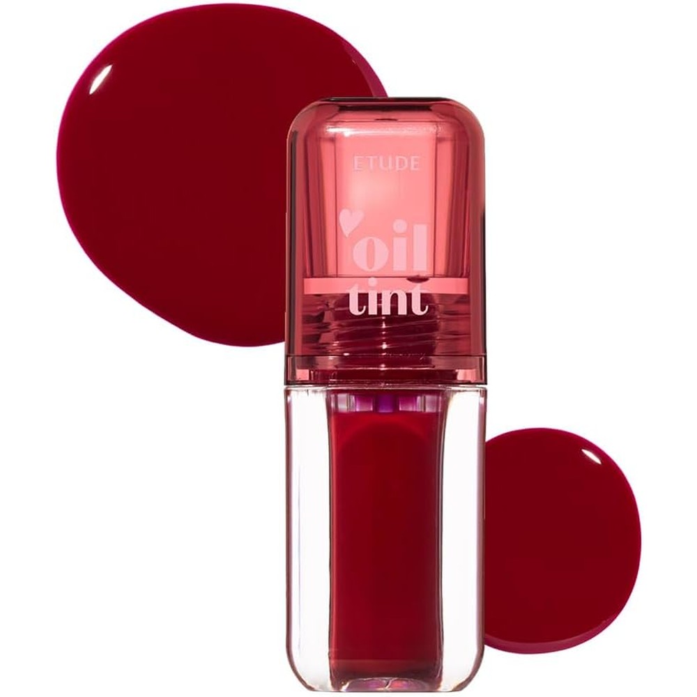 Etude Dear Darling Lip Oil Tint Plum Berry front view gloss for dry lips