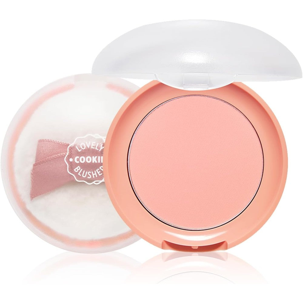 Etude Lovely Cookie Blusher front view showcasing the Apricot Peach Mousse shade compact