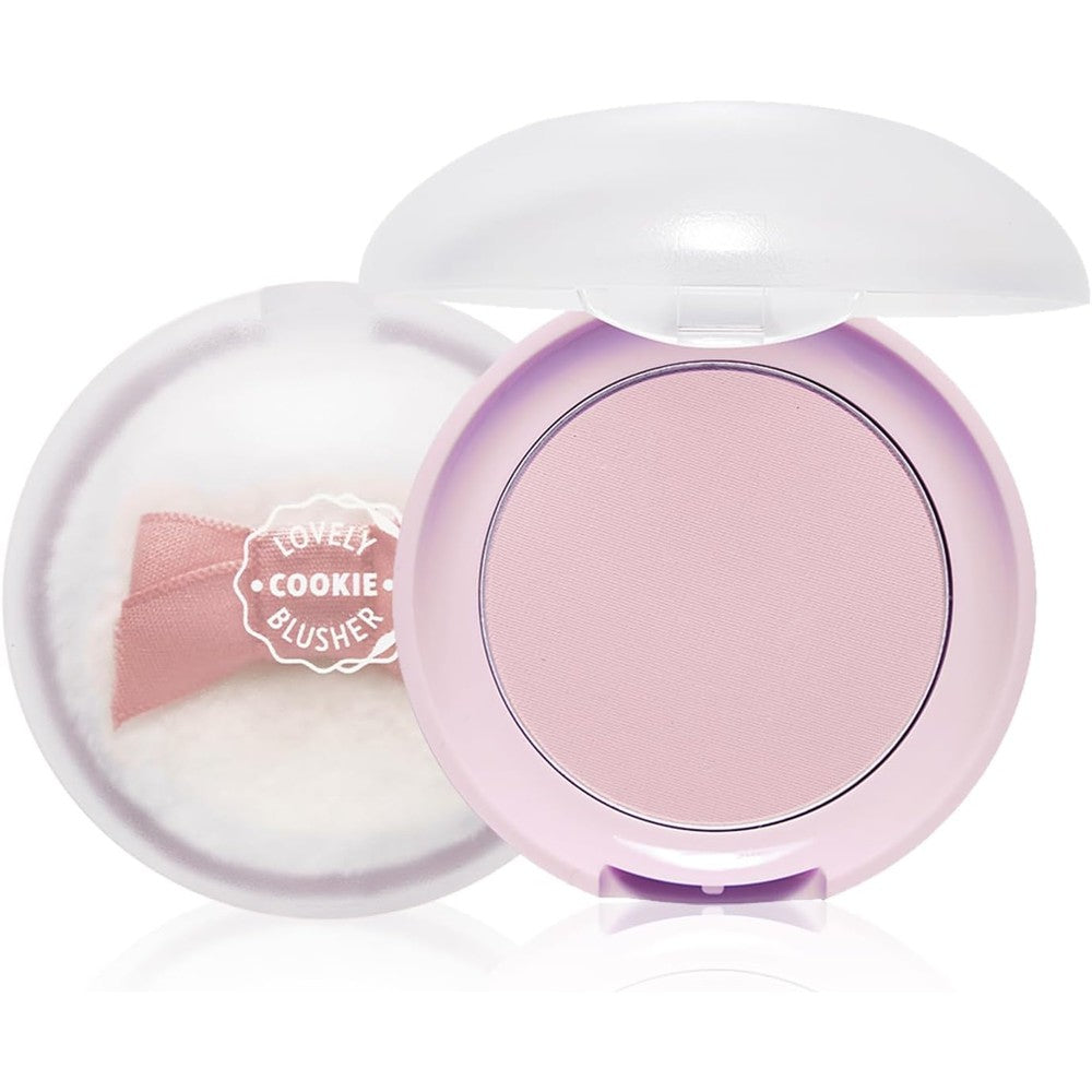 Etude House Lovely Cookie Blusher Lavender Lemon Macaron compact front view showcasing the Korean powder blush.