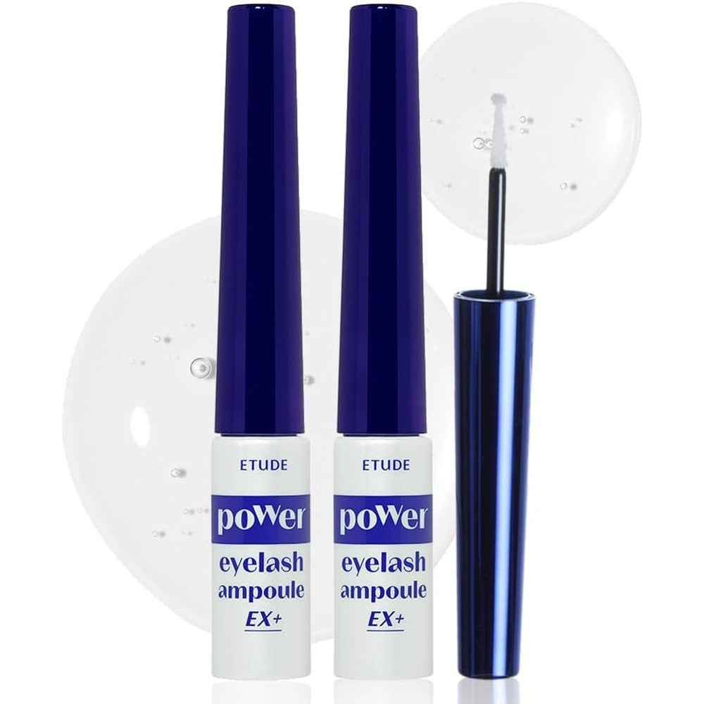 ETUDE Power Eyelash Serum Ampoule One Plus One Set front view of two tubes showing the ultra slim tip applicator.