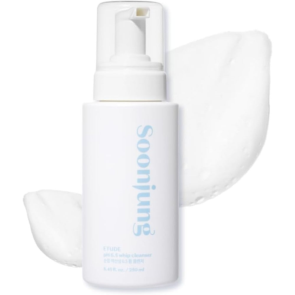 Etude SoonJung pH 6.5 Whip Cleanser front view pump bottle for sensitive skin.