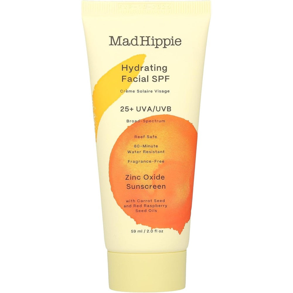 Mad Hippie Hydrating Facial Sunscreen SPF 25 Plus Zinc Oxide Mineral Face Cream Fragrance Free 2 Fluid Ounce