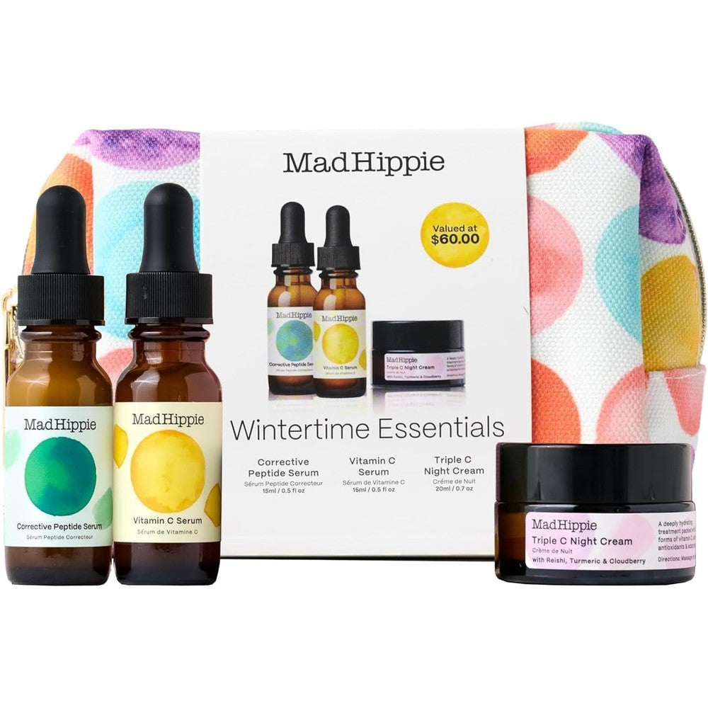 Mad Hippie Wintertime Essentials Travel Size Skin Care Kit With Vitamin C Serum, Corrective Peptide Serum, And Triple C Night Cream 0.5 Fluid Ounce...