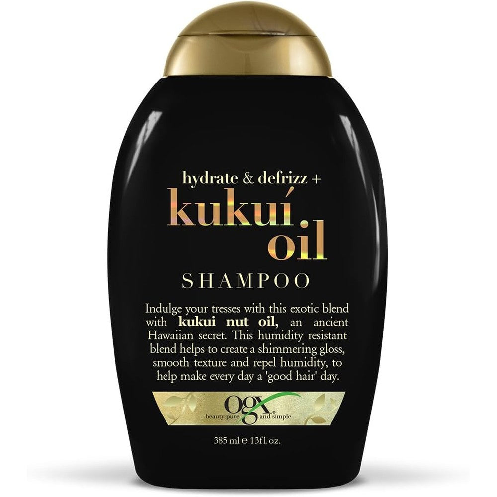 OGX Hydrate And Defrizz Kukui Oil Shampoo Anti Frizz Hair Smoothing Blend With Hawaiian Kukui Nut Oil 13 Ounce