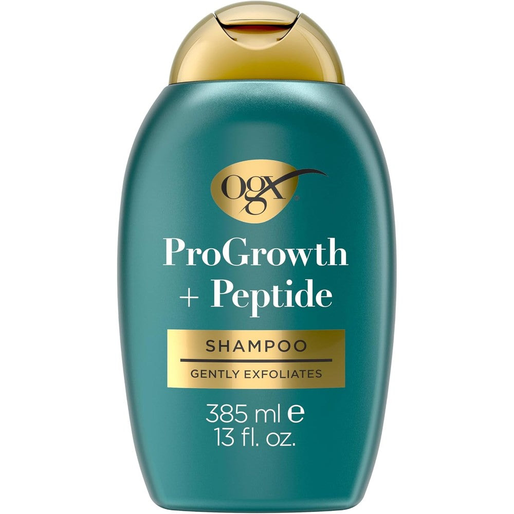 OGX ProGrowth And Peptide Clarifying Shampoo Gentle Exfoliating Scalp Shampoo For Hair Growth With Mandelic Acid 13 Fluid Ounce
