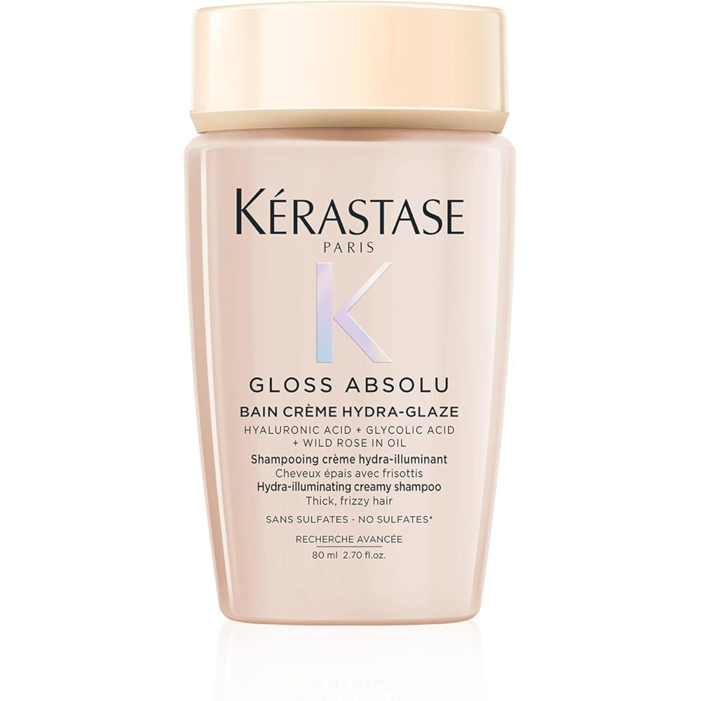 Kérastase Gloss Absolu Bain Crème Hydra-Illuminating Shampoo For Thick Frizzy Hair With Hyaluronic And Glycolic Acid 80 Milliliters
