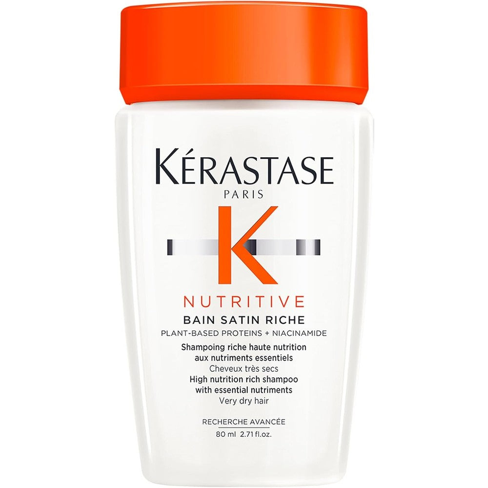 Kerastase Nutritive Bain Satin Riche Shampoo For Very Dry Hair With Plant Based Proteins And Niacinamide 80 Milliliters