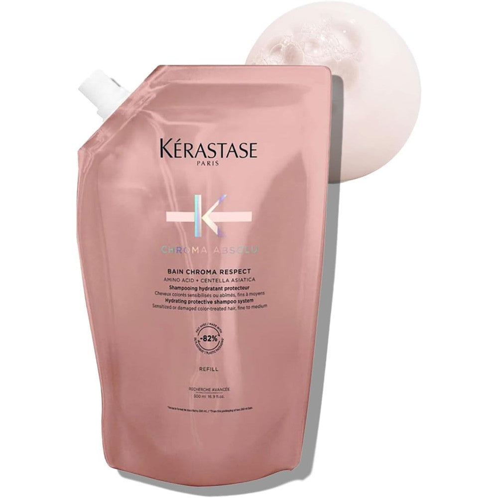 Kérastase Chroma Absolu Bain Chroma Respect Shampoo Refill Pouch For Sensitized Or Damaged Color Treated Hair 500 Milliliters