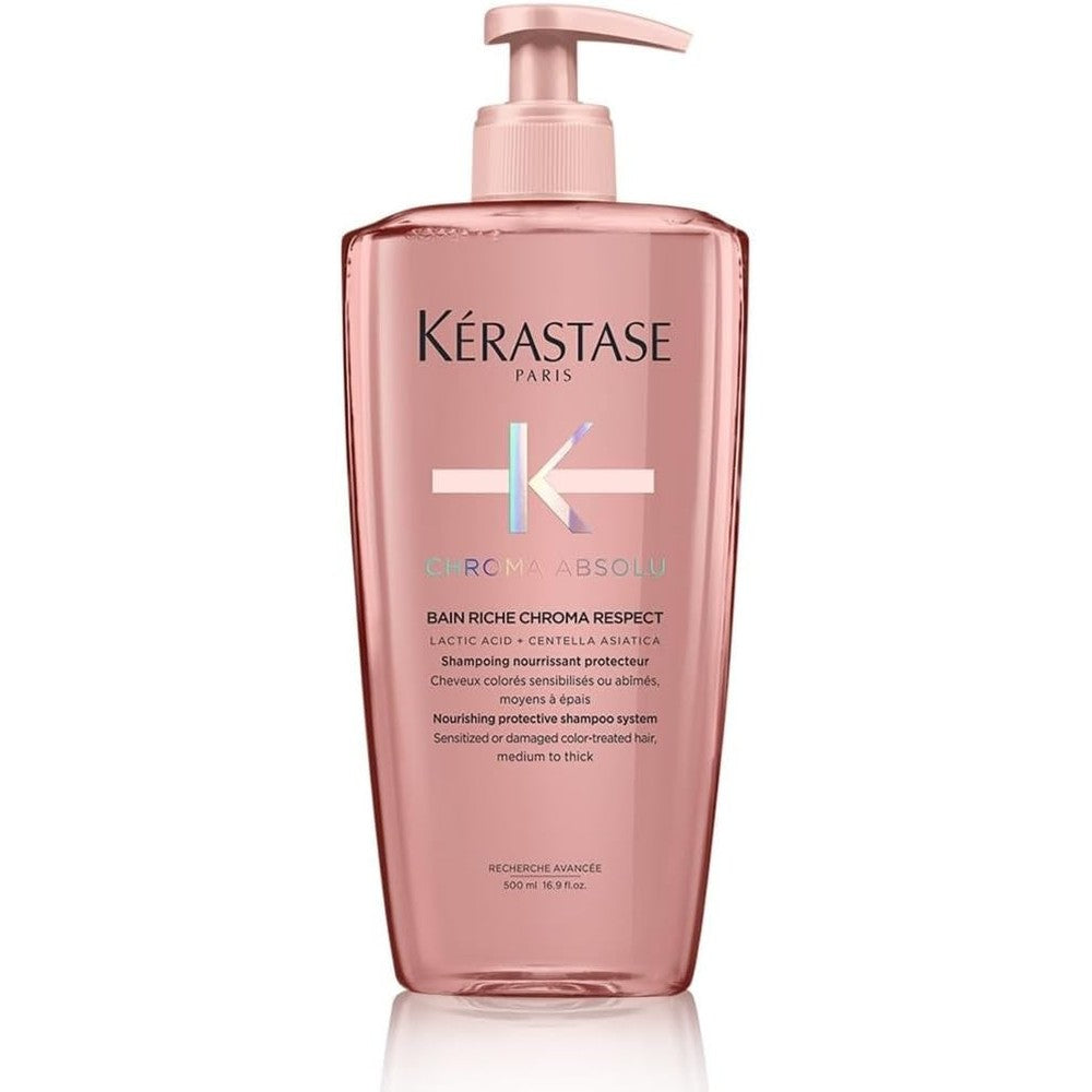 Kerastase Chroma Absolu Bain Riche Chroma Respect Shampoo For Sensitized Or Damaged Color Treated Hair With Lactic Acid 16.9 Fluid Ounce