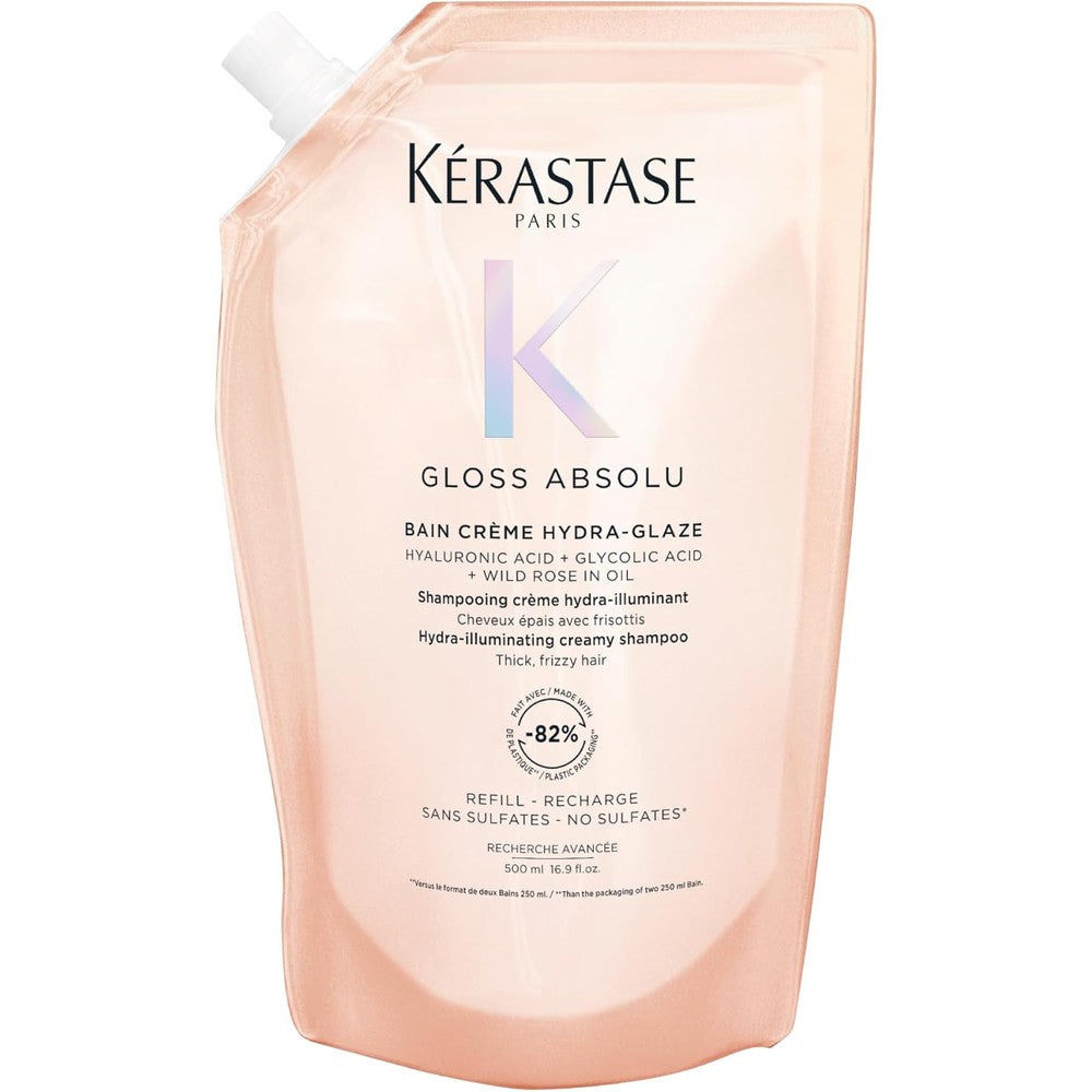Kerastase Gloss Absolu Bain Creme Hydra-Illuminating Refill Pouch Shampoo For Thick Frizzy Hair 16.9 Fluid Ounce