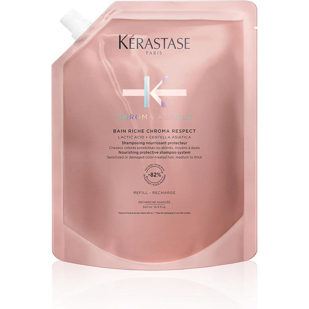 Kerastase Chroma Absolu Bain Riche Chroma Respect Shampoo For Sensitized Or Damaged Color-Treated Hair 500 Milliliters Refill Pouch