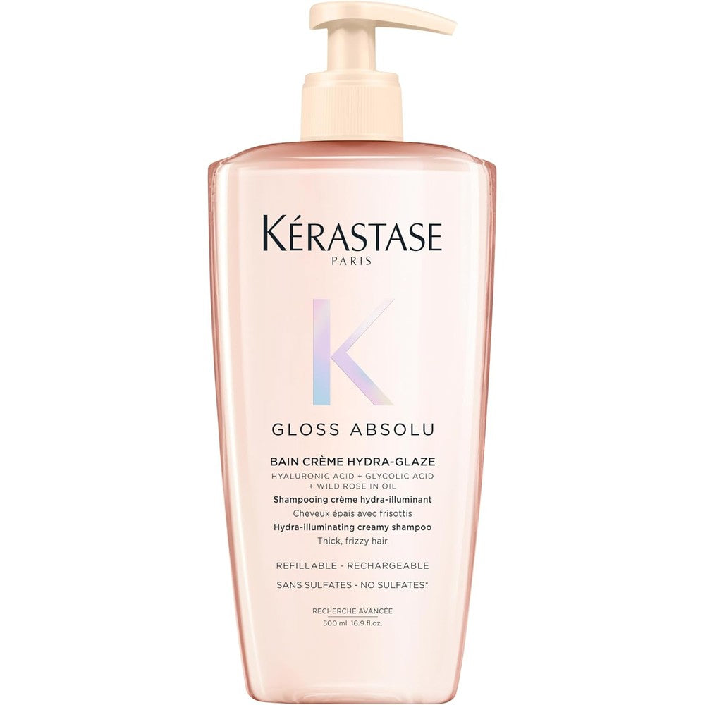 Kérastase Gloss Absolu Bain Crème Hydra-Illuminating Creamy Shampoo For Thick Frizzy Hair With Hyaluronic Acid, 500 Milliliters