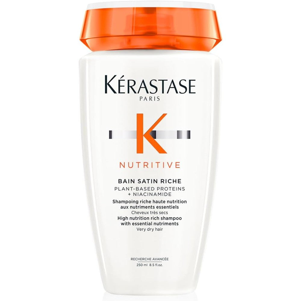 Kerastase Nutritive Bain Satin Riche Shampoo For Medium To Thick Dry Hair Enriched With Plant Based Proteins And Niacinamide 250 Milliliters