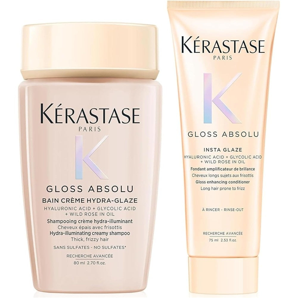 Kérastase Gloss Absolu Bain Crème Hydra-Illuminating Shampoo Mini Travel Size For Thick And Frizzy Hair With Hyaluronic Acid 80 Milliliters