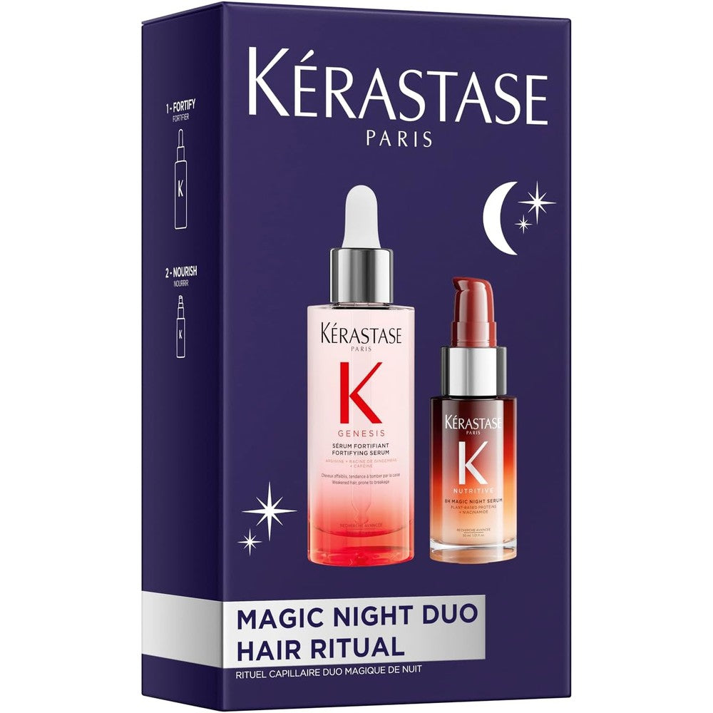 Kerastase Magic Night Hair Serum Set With Genesis Anti-Hair Fall Serum And Nutritive 8H Overnight Serum For Stronger Nourished Hair