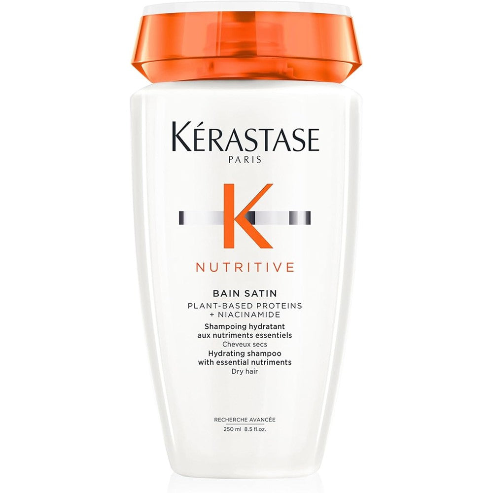 Kerastase Nutritive Bain Satin Shampoo For Fine To Medium Dry Hair With Plant-Based Proteins And Niacinamide 250 Milliliters