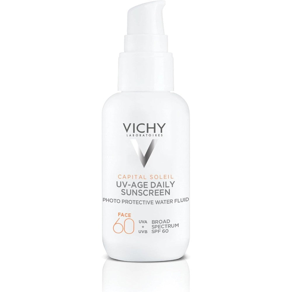 Vichy Capital Soleil Uv Age Daily Face Sunscreen Spf 60 Anti Aging Formula With Hyaluronic Acid Peptides And Vitamin C 40 Milliliters