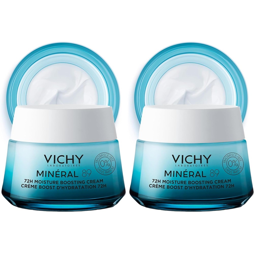 Vichy Mineral 89 Fragrance Free Moisture Boosting Cream With Hyaluronic Acid Daily Face Moisturizer For All Skin Types 50 Milliliters