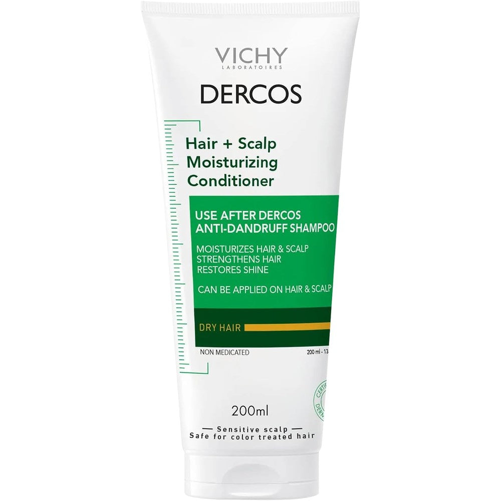 Vichy Dercos Hair And Scalp Moisturizing Conditioner With Glycerin Niacinamide And Hyaluronic Acid For Sensitive Scalp Treatment 6.7 Fluid Ounce