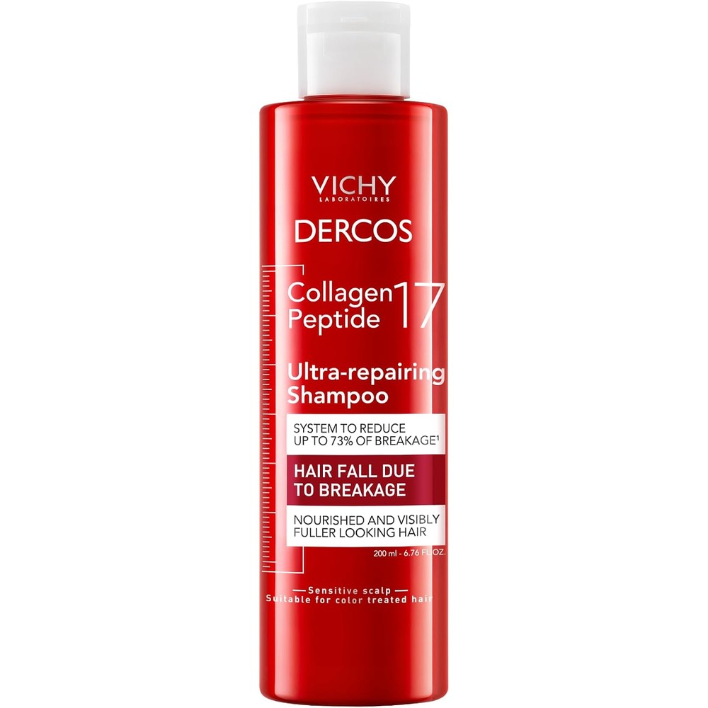 Vichy Dercos Collagen Peptide 17 Ultra-Repairing Shampoo For Damaged Weak Hair 200 Milliliters